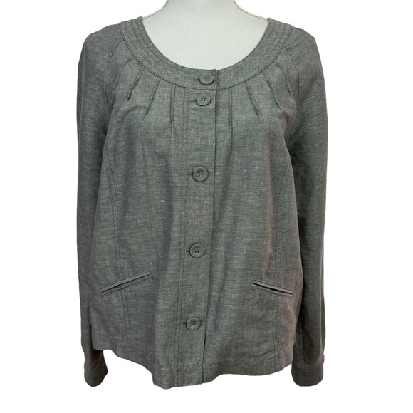 Jessica Women’s Lightweight Linen/Cotton Blazer/Jacket Sz 10 Gray Fabric Buttons - Picture 1 of 10